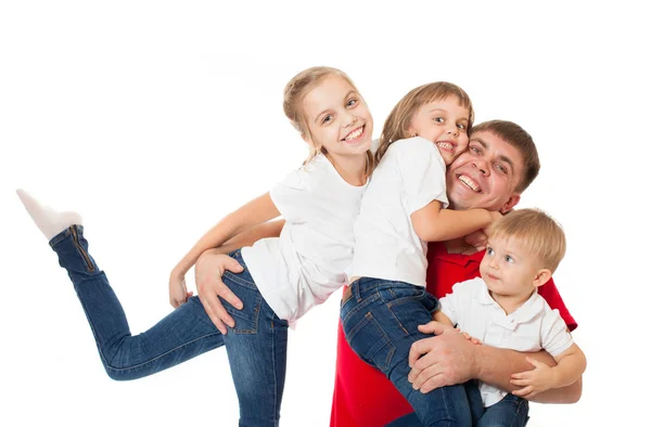 Gelukkig familie vader vader en kinderen-kinderen — Stockfoto