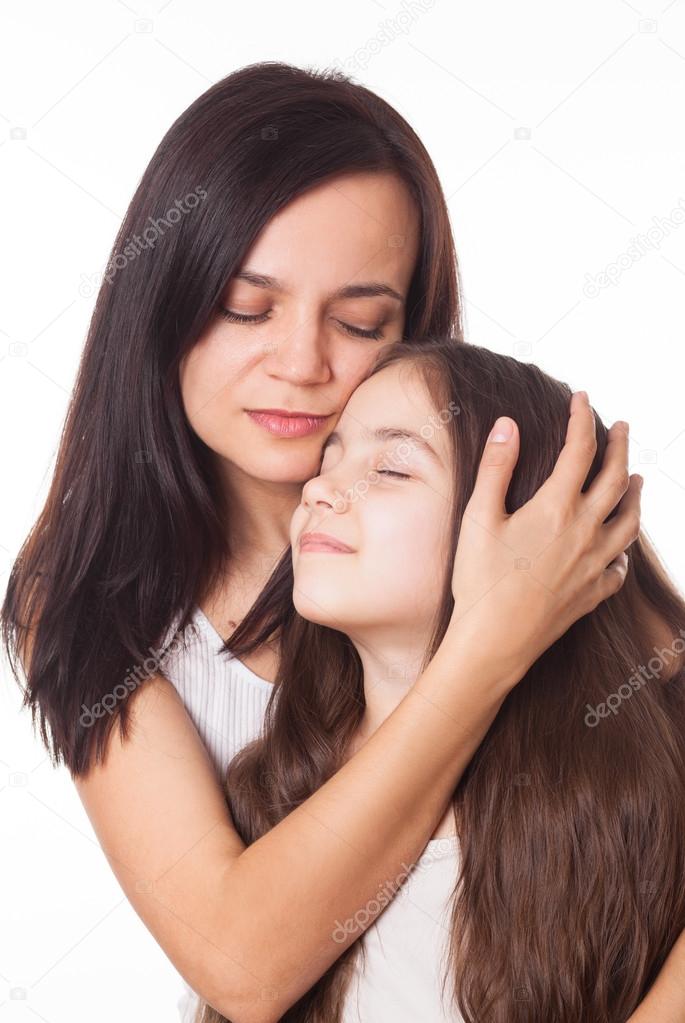 portrait of beautiful mother and daughter