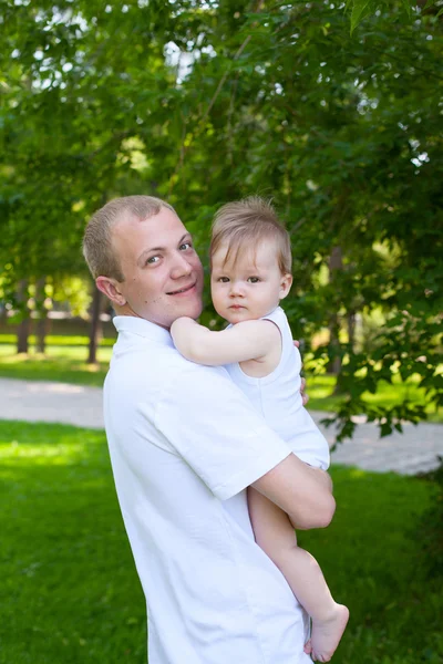 Father dad parent holding baby boy — Stock Photo, Image