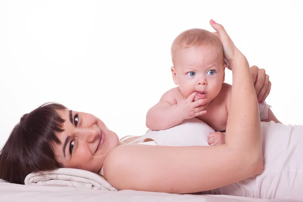 Söta familjen mor och barn — Stockfoto