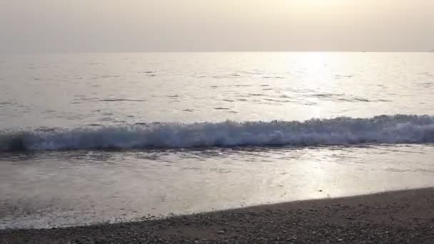 Silhuetas de mulher menina correndo no pôr do sol mar — Vídeo de Stock