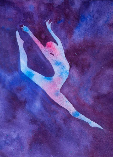 Aquarel illustratie silhouet van een balletdanseres — Stockfoto