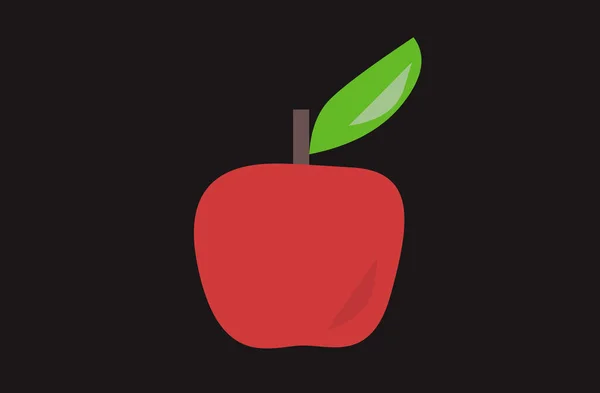 Icône Apple Logo Pomme Rouge Isolé Sur Fond Noir Illustration — Photo