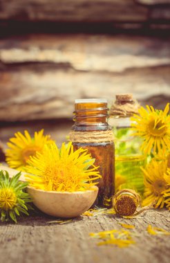 Tentür, elecampane. Tıbbi halk tentür Inula köklerinden çare