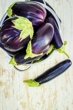 Sebze. Olgun mavi patlıcan.