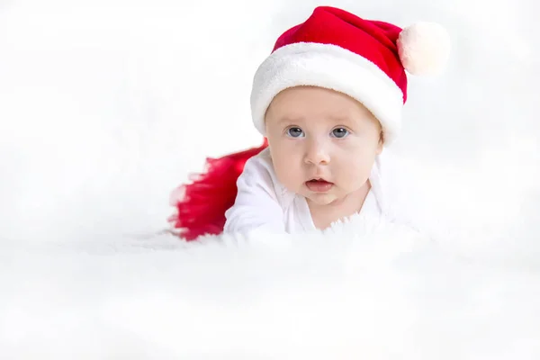 Bébé Déguisé Père Noël Noël Concentration Sélective Les Gens — Photo