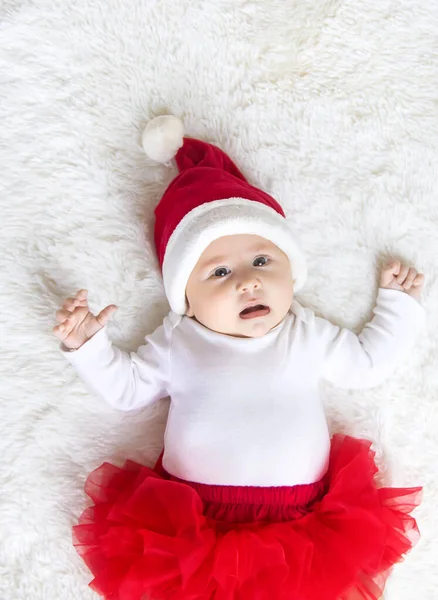 Baby Verkleed Als Kerstman Kerstmis Selectieve Focus Mensen — Stockfoto