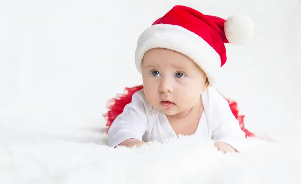 Μωρό Ντυμένο Άγιος Βασίλης Χριστούγεννα Επιλεκτική Εστίαση Άνθρωποι — Φωτογραφία Αρχείου