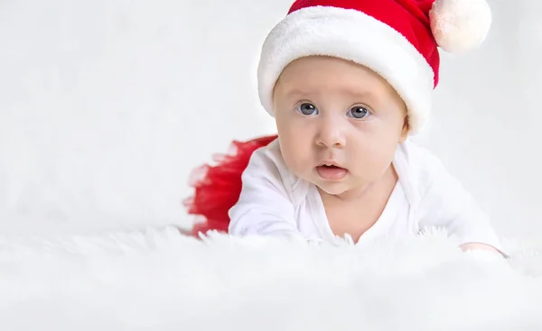 Dítě Převlečené Santa Clause Vánoce Selektivní Soustředění Lidé — Stock fotografie