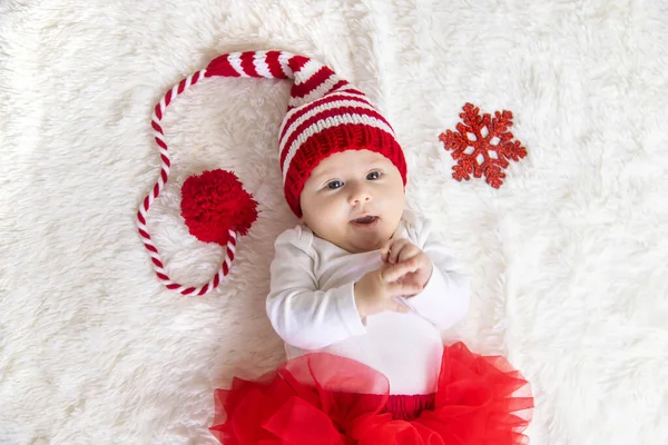 Dítě Převlečené Santa Clause Vánoce Selektivní Soustředění Lidé — Stock fotografie