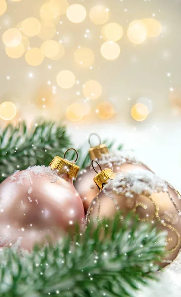 Christmas Background Beautiful Decor New Year Selective Focus Holiday Stock Image