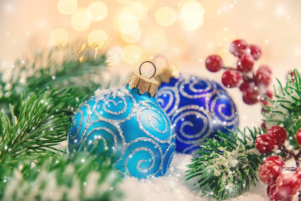 Fundo Natal Bela Decoração Ano Novo Foco Seletivo Férias — Fotografia de Stock