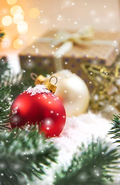 Fondo Navidad Hermosa Decoración Año Nuevo Enfoque Selectivo Vacaciones — Foto de Stock
