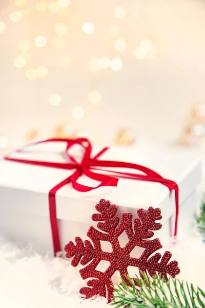 Fondo Navidad Hermosa Decoración Año Nuevo Enfoque Selectivo Vacaciones —  Fotos de Stock