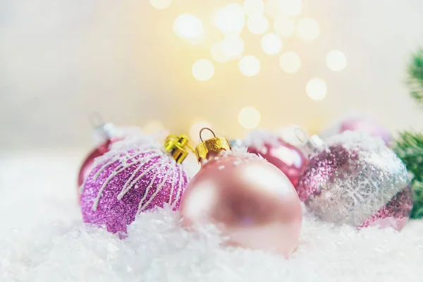 Weihnachten Hintergrund Und Schöne Dekoration Neujahr Selektiver Fokus Urlaub — Stockfoto