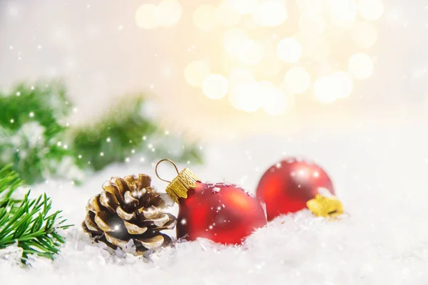 Christmas Background Beautiful Decor New Year Selective Focus Holiday — Stock Photo, Image