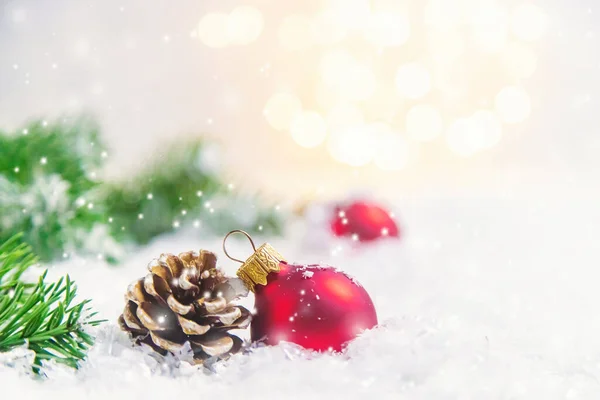 Christmas Background Beautiful Decor New Year Selective Focus Holiday — Stock Photo, Image