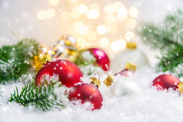 Kerst Achtergrond Mooie Inrichting Nieuwjaar Selectieve Focus Vakantie — Stockfoto