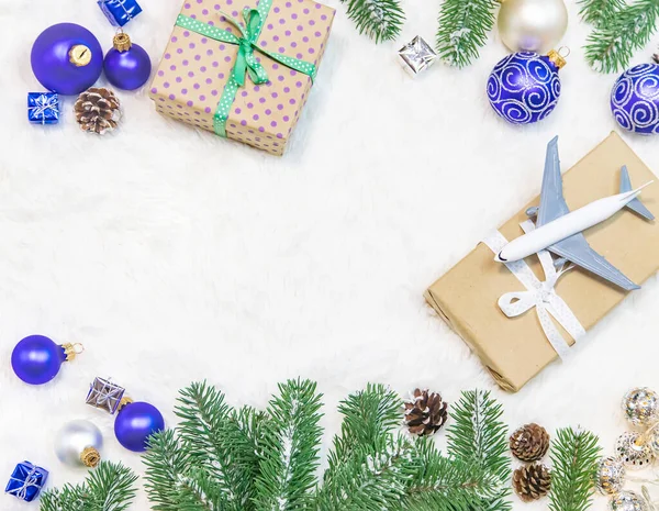 Красивий Різдвяний Фон Літаком Концепція Подорожей Вибірковий Фокус Відпочинок — стокове фото