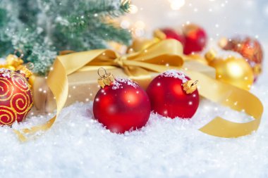 Güzel bir Noel geçmişi. Yeni yıl. Seçici Odaklanma Kutlaması