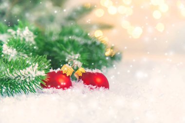 Güzel bir Noel geçmişi. Yeni yıl. Seçici Odaklanma Kutlaması