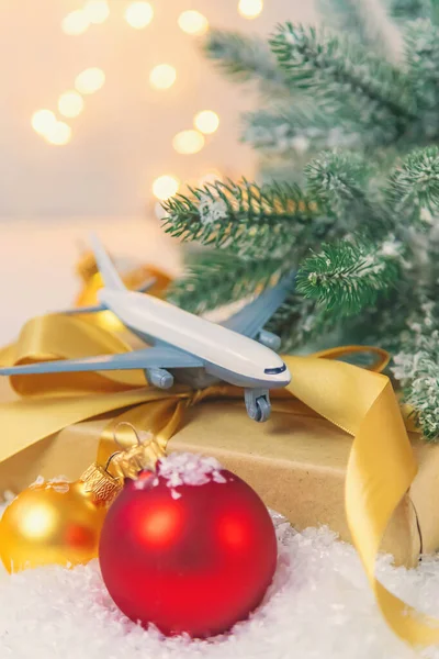 Прекрасний Різдвяний Фон Літаком Вибірковий Фокус Святкування — стокове фото