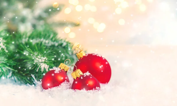 Gyönyörű Karácsonyi Háttér Újév Szelektív Fókusz Ünneplés — Stock Fotó