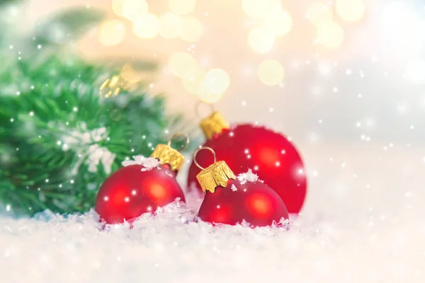 Mooie Kerstachtergrond Nieuwjaar Selectieve Focusviering — Stockfoto