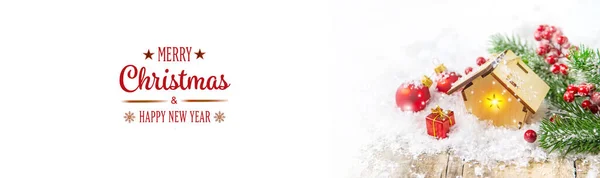 Рождественский Декор Снежный Домик Выборочный Фокус Праздник — стоковое фото