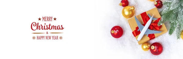 Рождественский Фон Самолетом Выборочный Фокус Праздник — стоковое фото