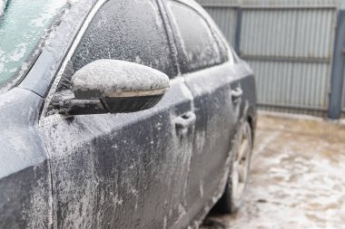 Cars covered with ice, winter. selective focus nature