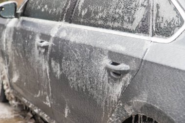Cars covered with ice, winter. selective focus nature