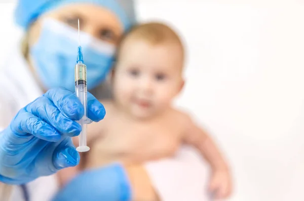 Вакцинація Дитини Лікарем Лікарні Вибірковий Фокус Медицина — стокове фото