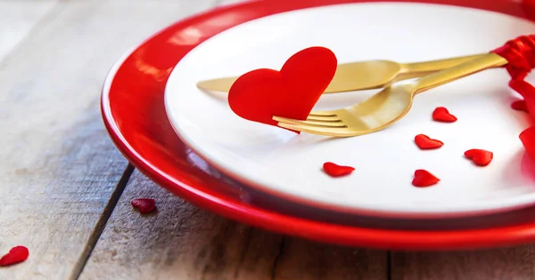 Sevgililer Günü Romantik Yemek Kutlaması Seçici Odaklanma Tatil — Stok fotoğraf