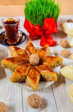 Navruz, Azerbaycan ulusal bayramı. Şekerler. Seçici Odaklı Yiyecek