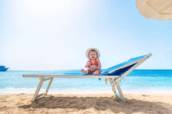 Baby Lounger Sea Selective Focus Child — Stock Photo, Image