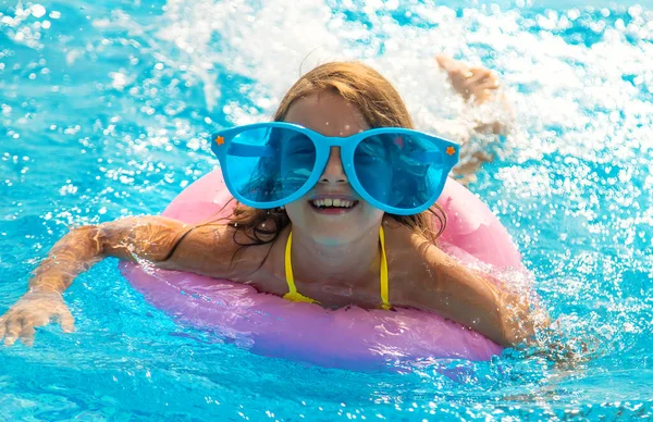 Child Swimming Pool Selective Focus Kid — Stock Photo, Image