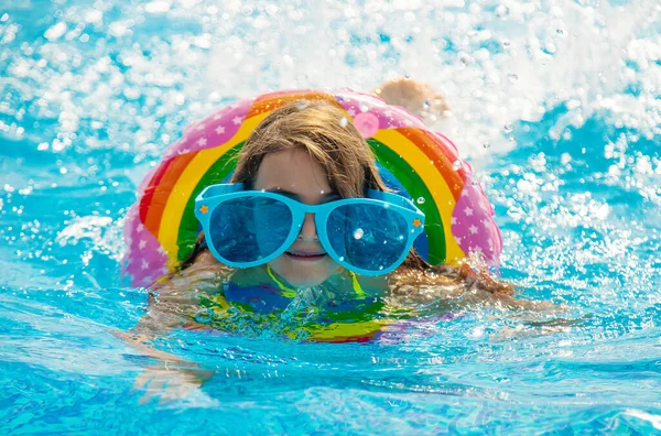 Child Swimming Pool Selective Focus Kid — Stock Photo, Image