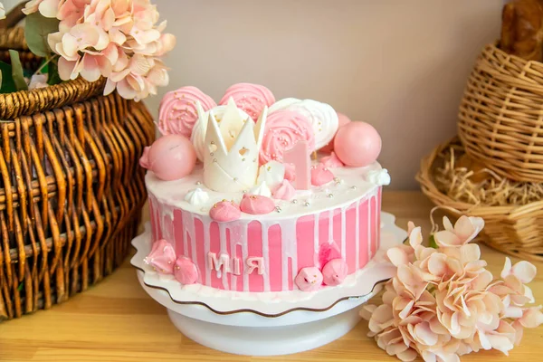 First Year Baby Cake Selective Focus Child —  Fotos de Stock