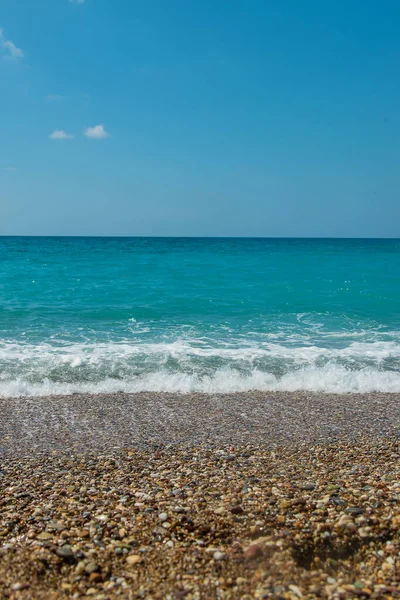 Mare Paesaggio Spiaggia Ciottoli Riva Concentrazione Selettiva Natura — Foto Stock