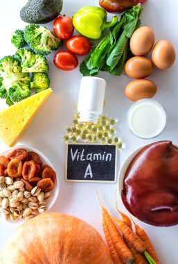 Products containing vitamin A. Selective focus. Food.