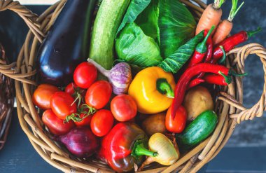 A basket of vegetables for the garden. Selective focus. Food.