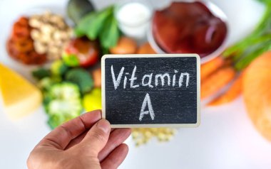 Products containing vitamin A. Selective focus. Food.