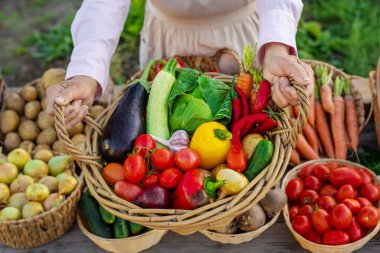 Sebze pazarında. Seçici odaklanma. Yiyecek..