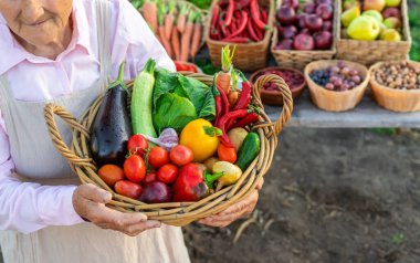 Sebze pazarında. Seçici odaklanma. Yiyecek..