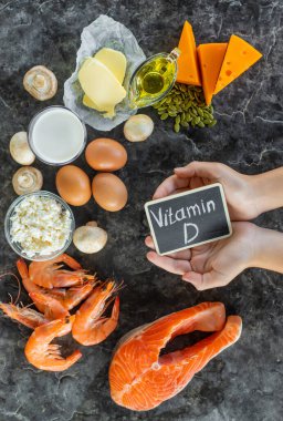 D vitamini içeren ürünler. Seçici odaklanma. yiyecek.