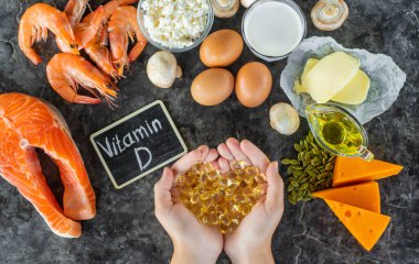 D vitamini içeren ürünler. Seçici odaklanma. yiyecek.