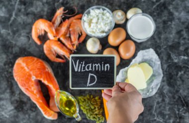 D vitamini içeren ürünler. Seçici odaklanma. yiyecek.