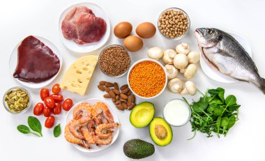 B vitamini içeren yiyecekler. Seçici odaklanma. Yiyecek..