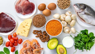 B vitamini içeren yiyecekler. Seçici odaklanma. Yiyecek..